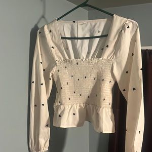 cropped shirt, with hearts,